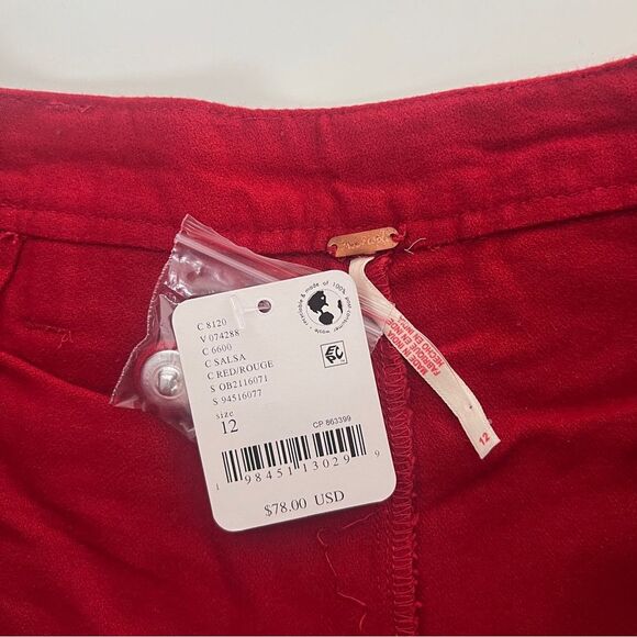NWT Free People Micro Mini Red Skort Skirt with Shorts - Picture 5 of 7